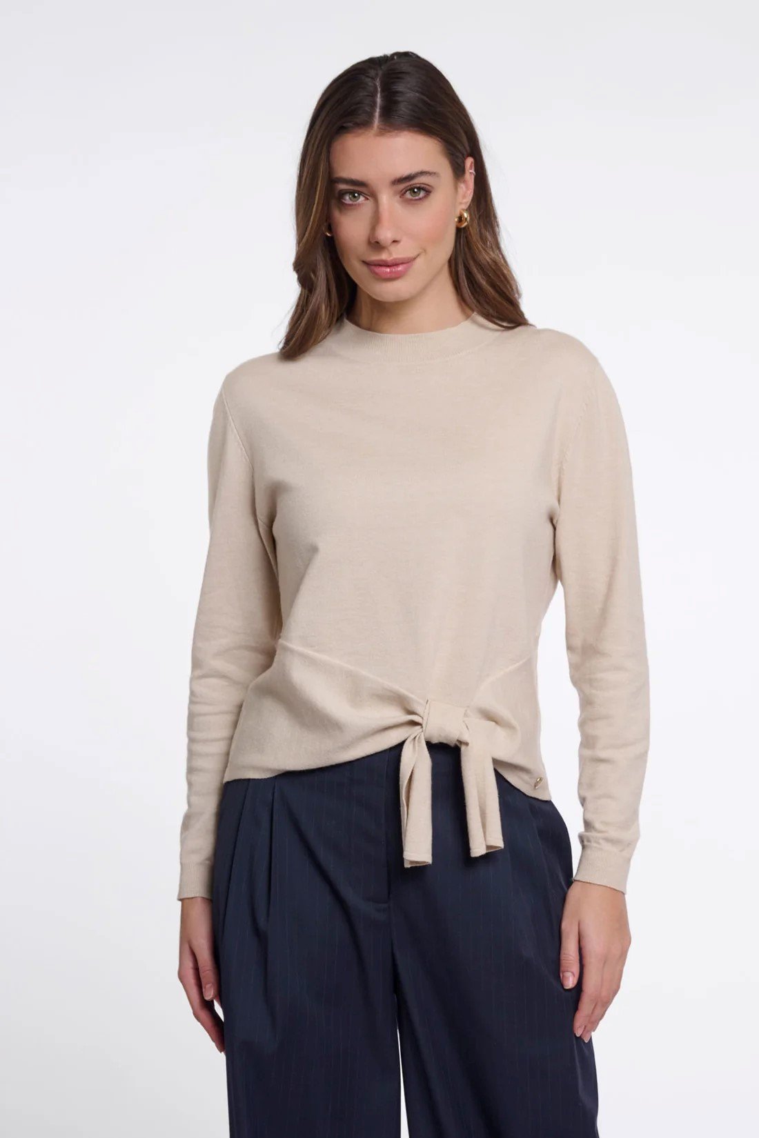 PULLOVER WITH CREW NECK | BEIGE