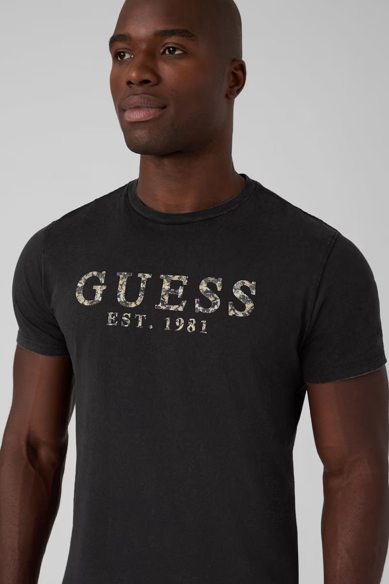 SS BSC GUESS TEXTURED LOGO TEE ΜΠΛΟΥΖΑ ΑΝΔΡΙΚΟ | ANTHRACITE