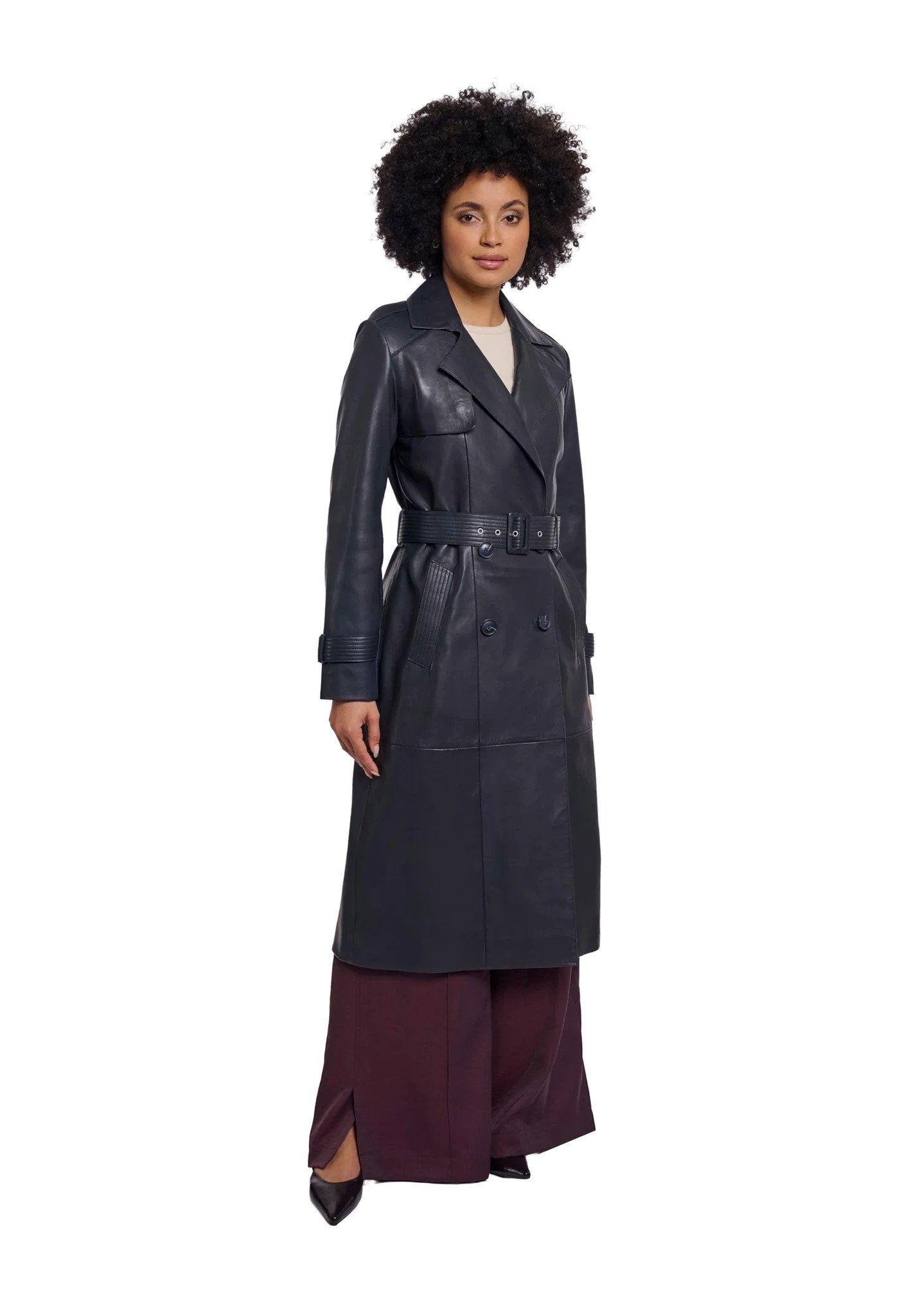 Leather trenchcoat | BLACK