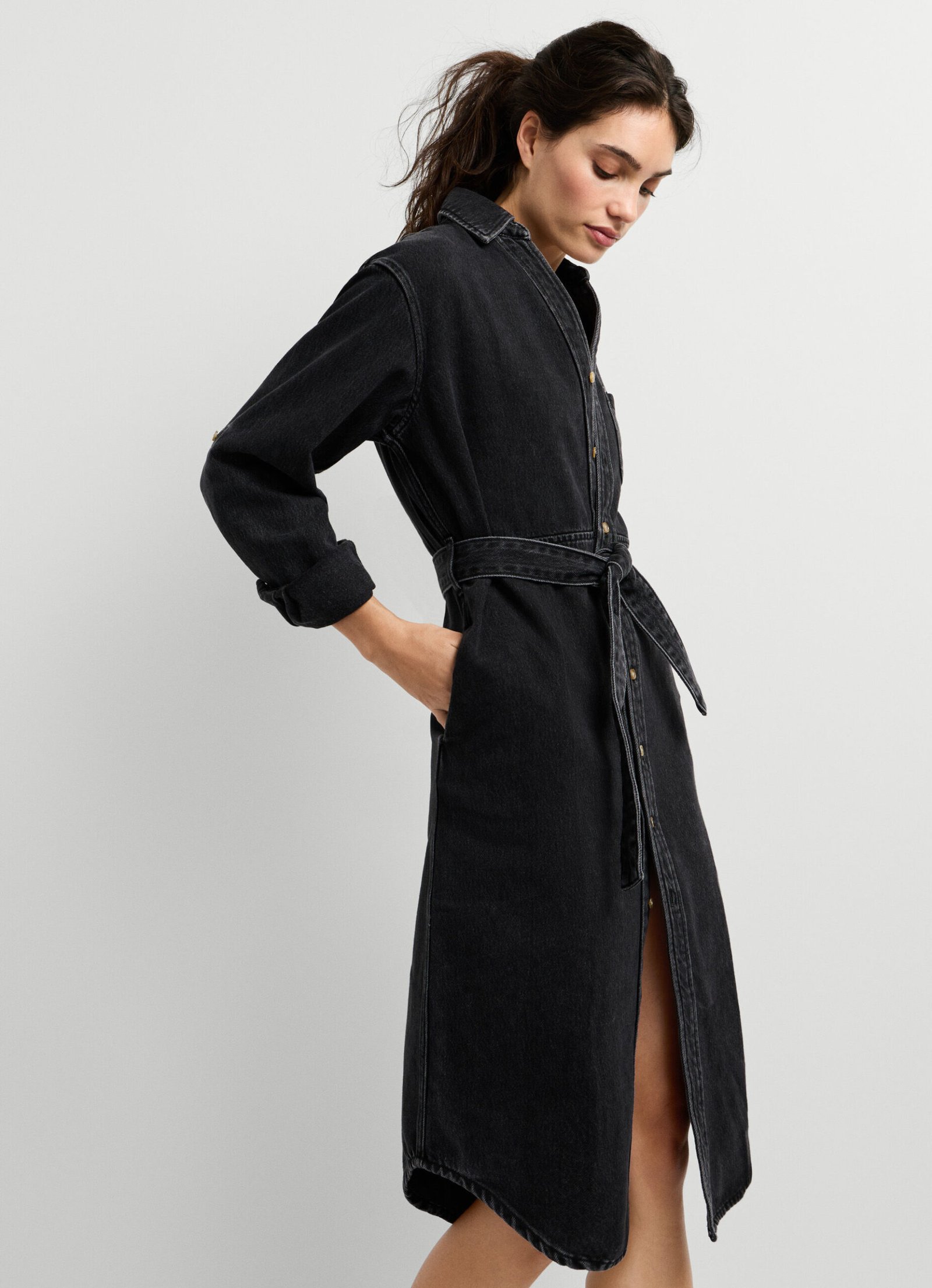 ANGIE CLASSIC SHIRT DRESS | BLACK