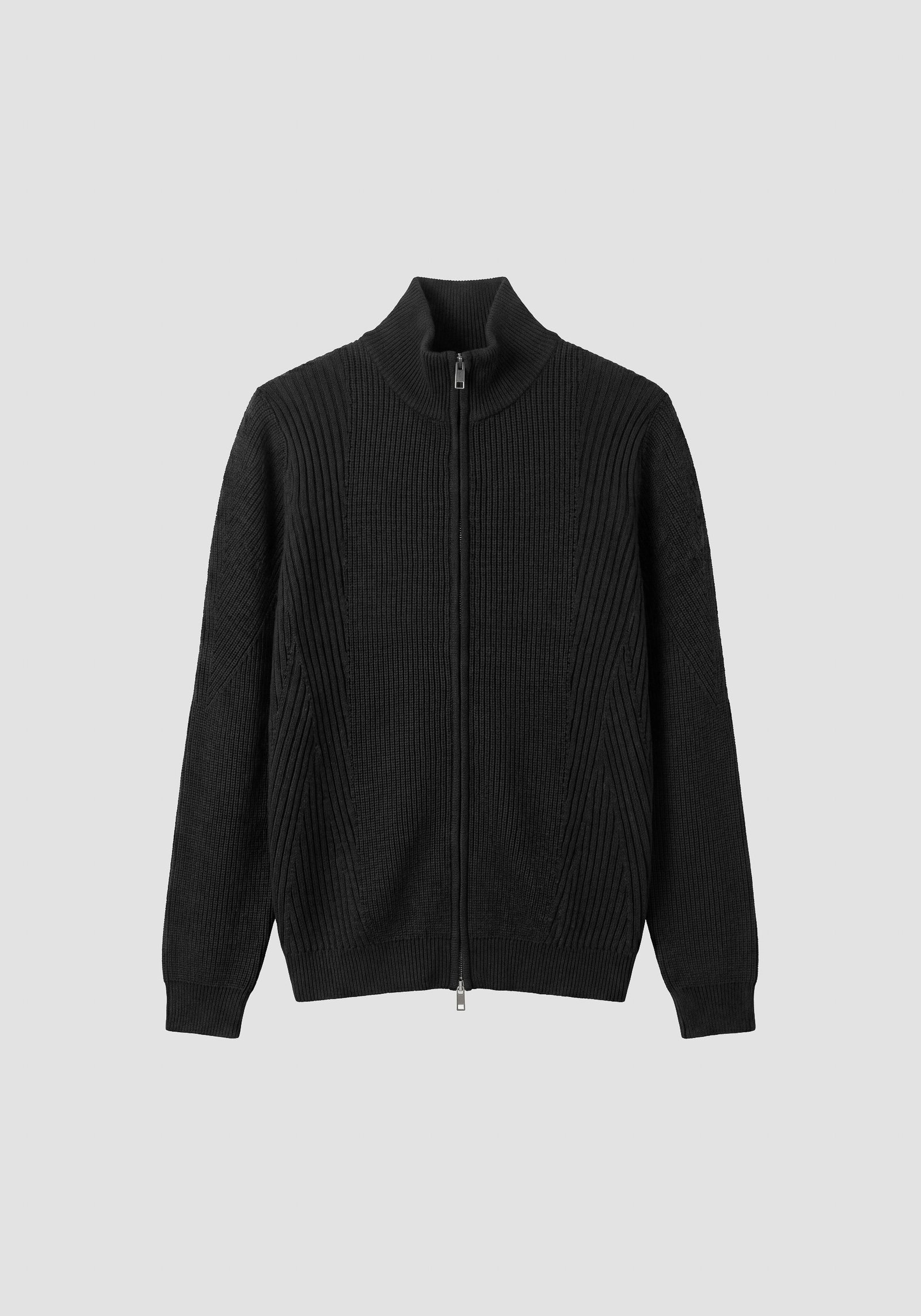 SWEATER CARDIGAN WITH ZIP | BLACK