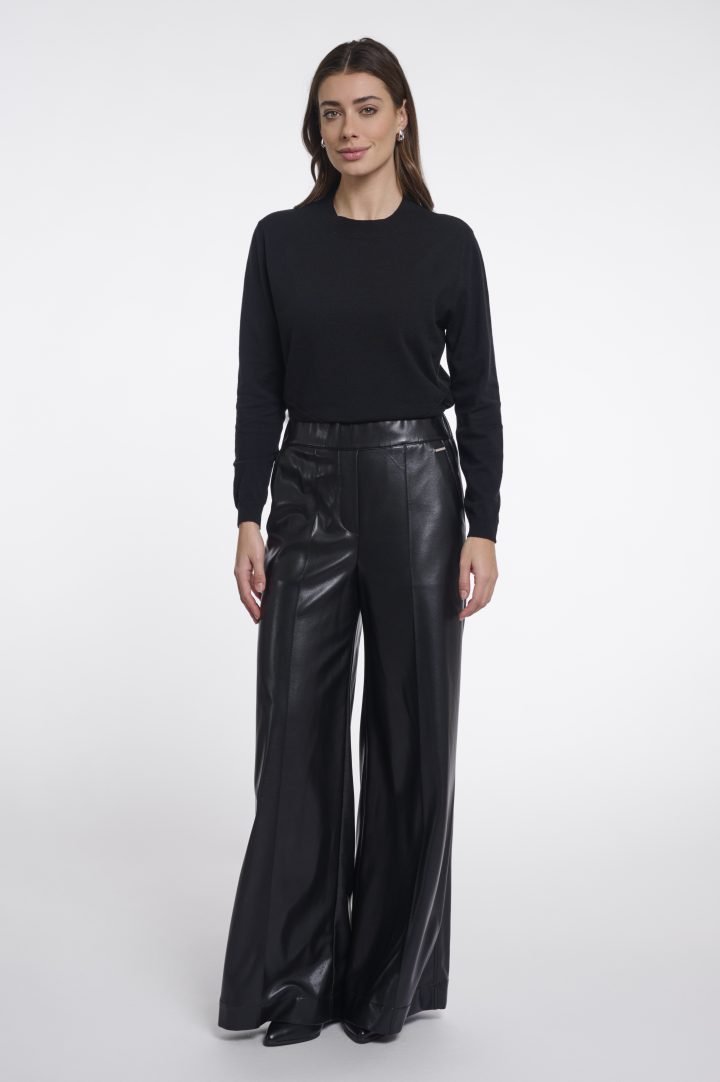 Regular length wide leg pants | BLACK